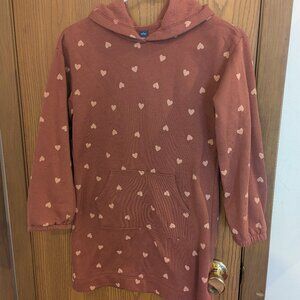 Old Navy Long Sleeve Hooded Heart Sweatshirt Dress Pink-Girls Size L (10-12)